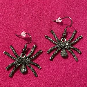 💖 Halloween Spider Black Crystal Earrings NEW